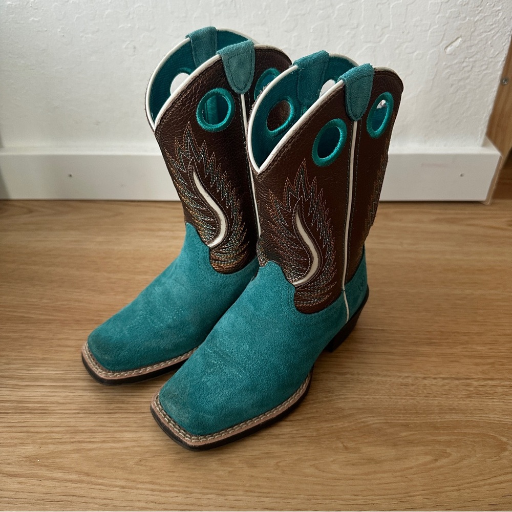 Ariat Kids Teal and Brown Western Boots Size 11